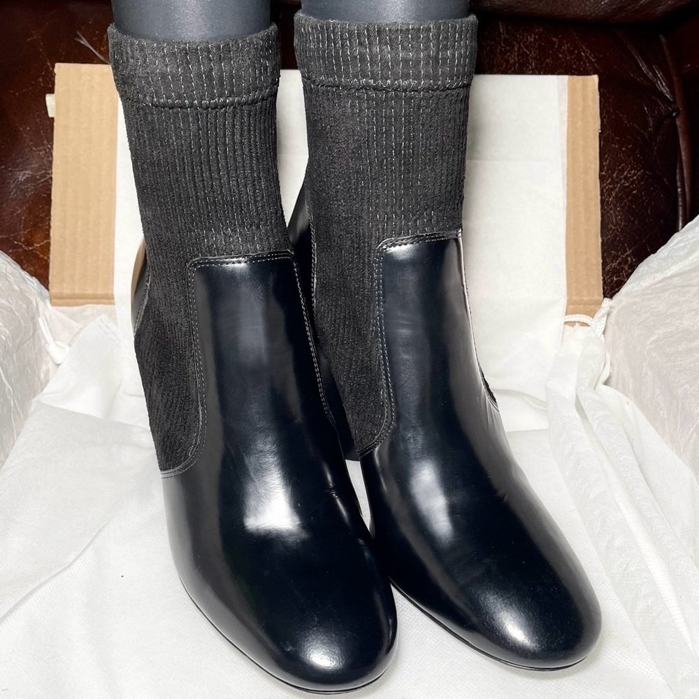Tory Burch velvet sock booty block heels, NAPA leather black US 8.5 - Picture 4 of 10